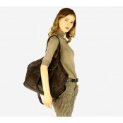 V36 Trapezowa torba na ramię, shoperka z nitami. Naturalna skóra vintage. 4 kolory